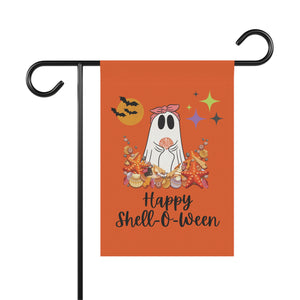 Happy Shell-O-Ween Halloween Garden Flag & House Banner Decoration for Shell Collectors and Beach Lovers