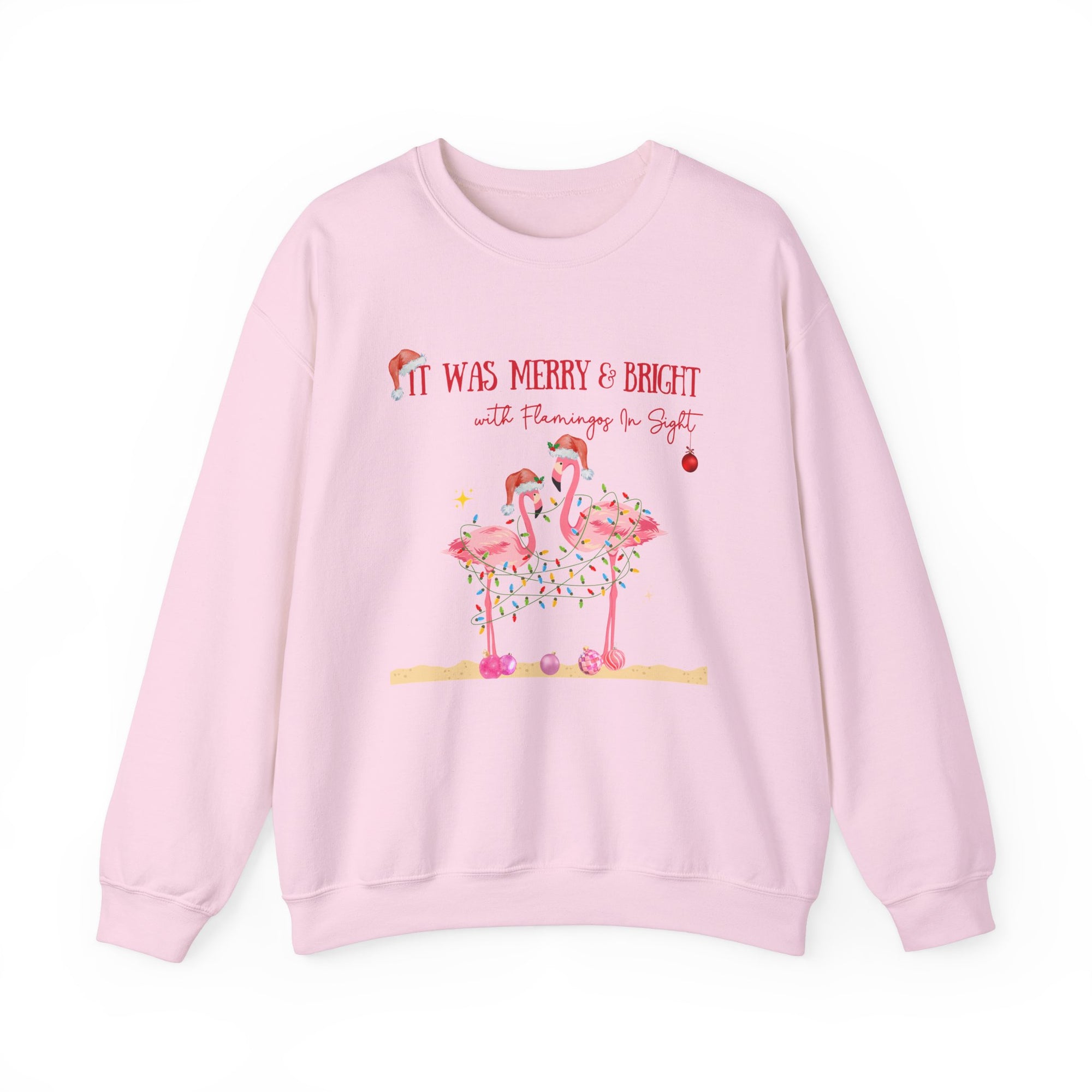 Christmas Flamingo Women's Beach Sweatshirt, Flamingo Lover Shirt, Pink Flamingo Christmas Shirt