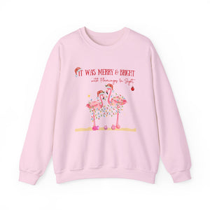 Christmas Flamingo Women's Beach Sweatshirt, Flamingo Lover Shirt, Pink Flamingo Christmas Shirt