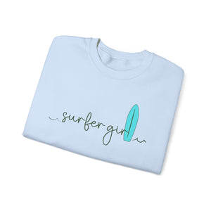 SURFER GIRL AND WAVES WOMEN'S BEACH SWEATSHIRT