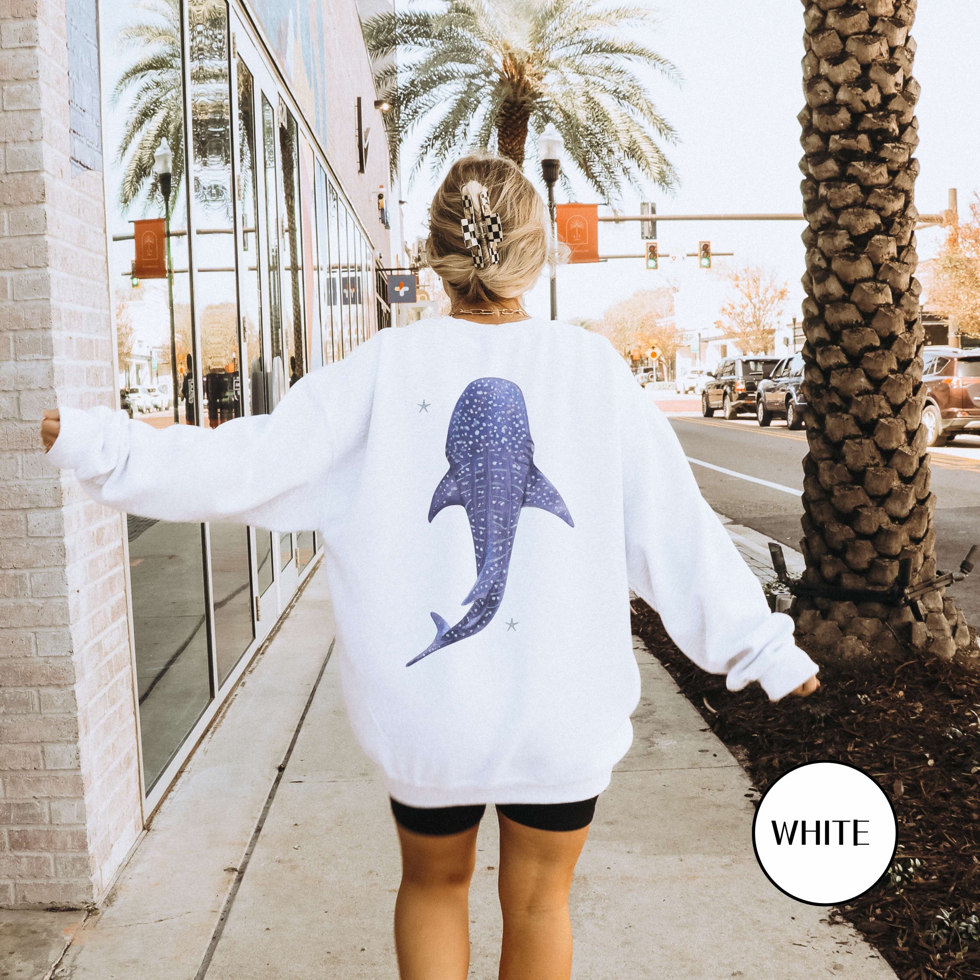 Whale Shark Coconut Girl Style Faith Over Fear Beach Womens Sweatshirt