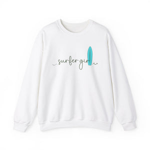 SURFER GIRL AND WAVES WOMEN'S BEACH SWEATSHIRT