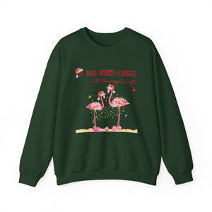 Christmas Flamingo Women's Beach Sweatshirt, Flamingo Lover Shirt, Pink Flamingo Christmas Shirt