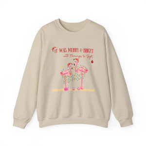 Christmas Flamingo Women's Beach Sweatshirt, Flamingo Lover Shirt, Pink Flamingo Christmas Shirt