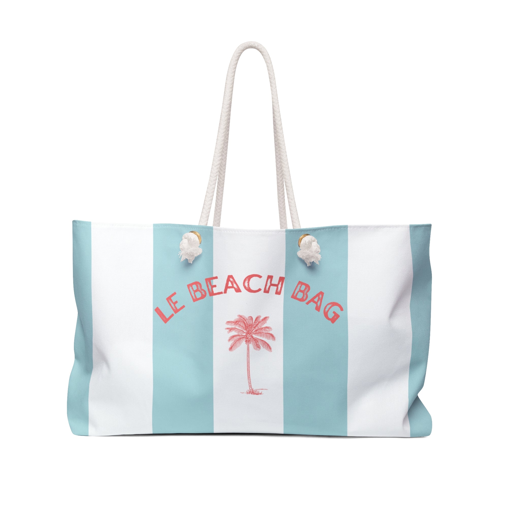 LE BEACH BAG WEEKENDER BAG - STRIPED BEACH BAG WITH PALM TREE DESIGN AND HIDDEN MESSAGE