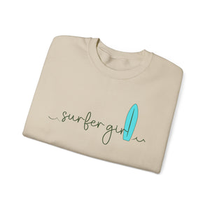 SURFER GIRL AND WAVES WOMEN'S BEACH SWEATSHIRT