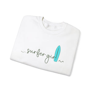 SURFER GIRL AND WAVES WOMEN'S BEACH SWEATSHIRT