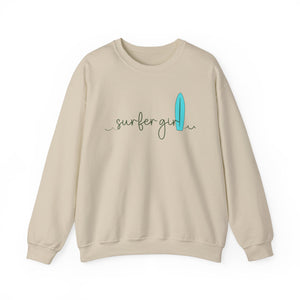 SURFER GIRL AND WAVES WOMEN'S BEACH SWEATSHIRT