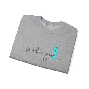 SURFER GIRL AND WAVES WOMEN'S BEACH SWEATSHIRT