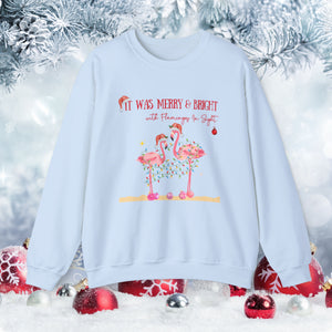 Christmas Flamingo Women's Beach Sweatshirt, Flamingo Lover Shirt, Pink Flamingo Christmas Shirt