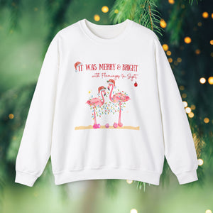 Christmas Flamingo Women's Beach Sweatshirt, Flamingo Lover Shirt, Pink Flamingo Christmas Shirt