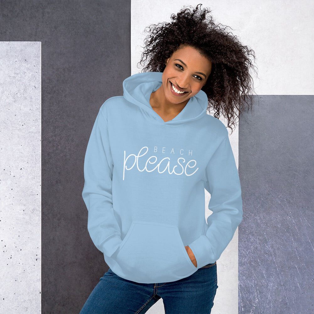 Light Blue Beach Please Womens Hoodie