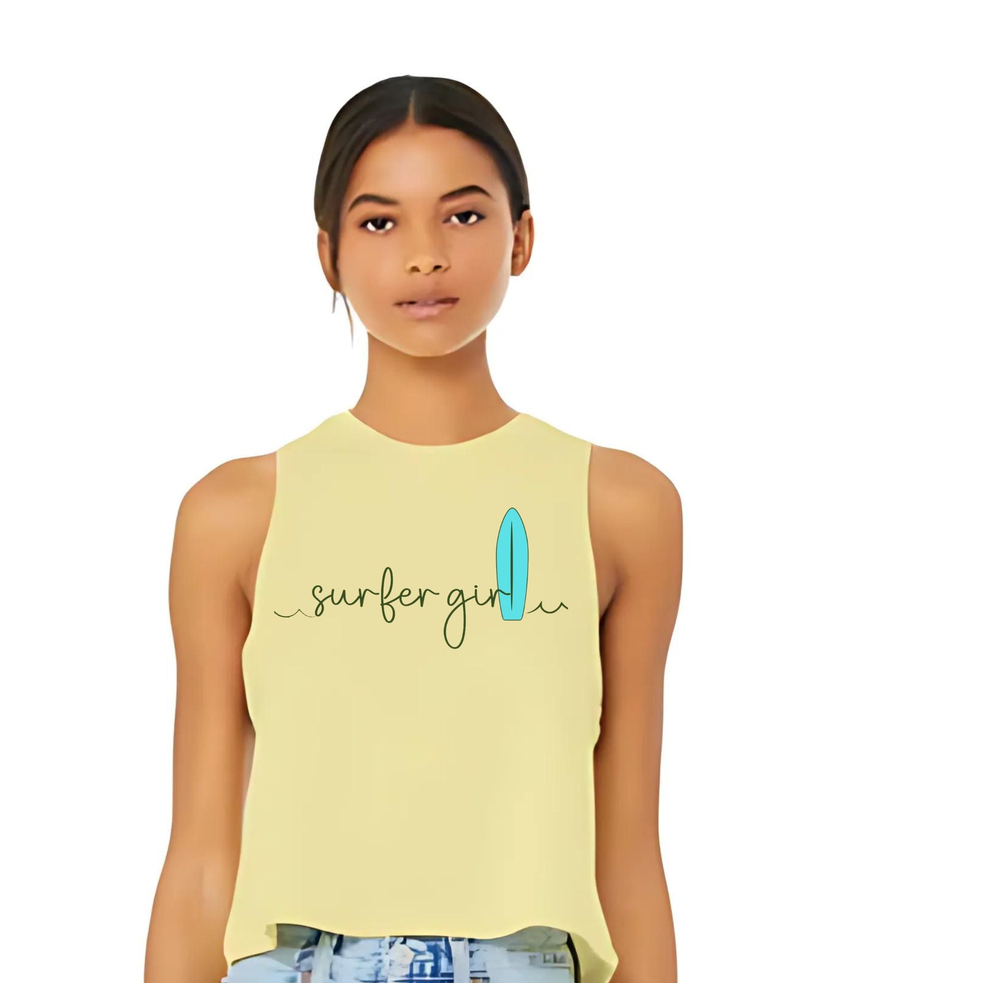 Surfer Girl Racerback Crop Tank Ladies T-Shirt