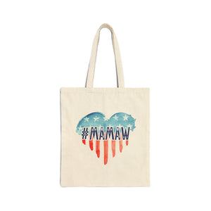 MAMAW Raised, MAMAW Tote Bag, Heart Flag Carryall, #MAMAW Gift, Patriotic Grandma, Election Patriot, Great Mamaw, Pawpaw,