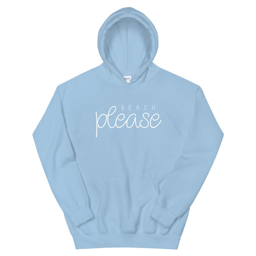 Light Blue Beach Please Womens Hoodie