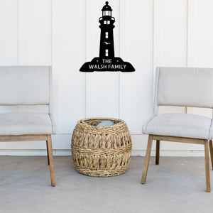 Welcoming Personalized Lighthouse Address Sign -  Metal Beach House Vacation Wall Art