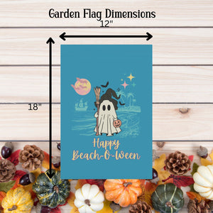 Happy Beach-O-Ween Ghost Pirate Design Garden Flag and House Banner Decoration for Beach Lovers