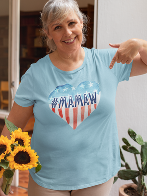 MAMAW Raised, Patriotic Grandma,  PAPAW, American Patriot, Heart Flag, Red White and Blue, Fight Fight Fight